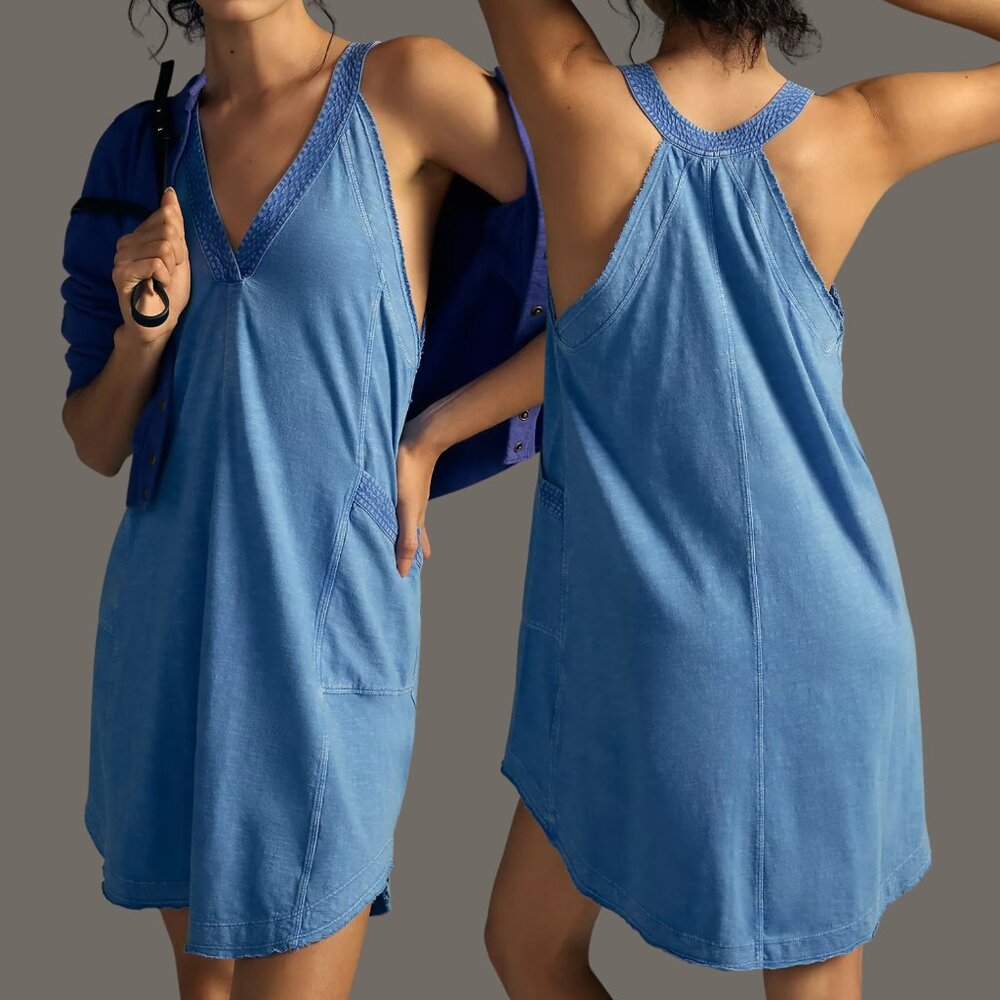 Anthropologie The Carlie V-Neck Mini Dress - Sapphire - Size Medium